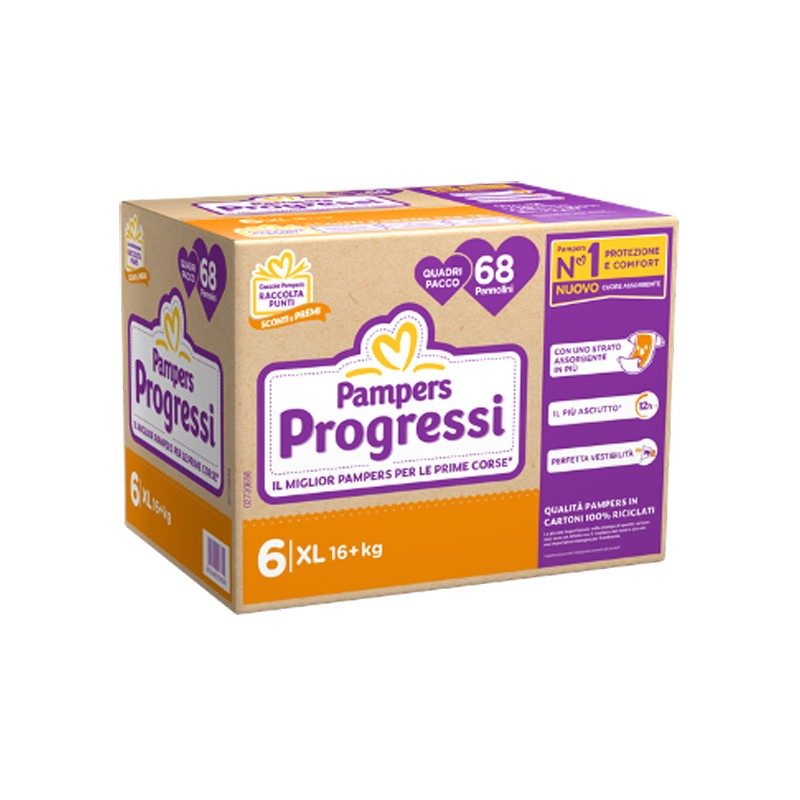 Fater Pampers Quadri Progressi Xl 68 Pezzi
