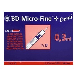 Corman Siringa Insulina Becton Dickinson Demi 0,3 Ml Ago Gauge 30 8 Mm 30 Pezzi