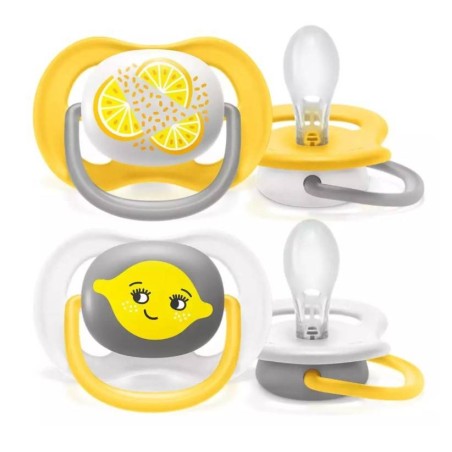 Philips Avent 2 Succhietti Ultra Air 6-18 Mesi Neutro Limoni Philips Avent 2 Succhietti Ultra Air 6-18 Mesi Neutro Limoni