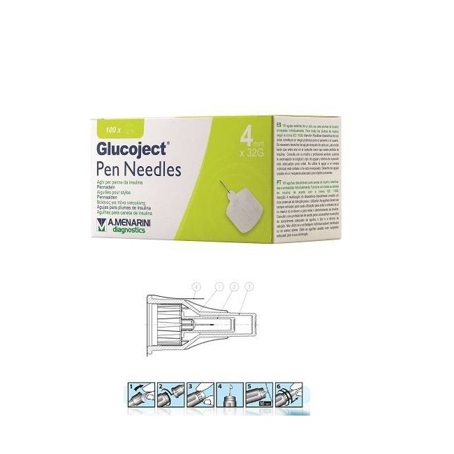 Menarini Ago Per Penna Da Insulina Glucoject Lunghezza 4 Mm Gauge 32 100 Pezzi