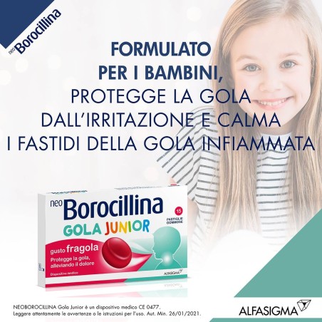 Alfasigma Neoborocillina Gola Junior 15 Pastiglie Gusto Fragola