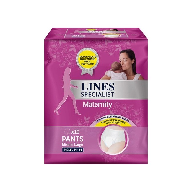 Fater Lines Specialist Maternity Mutandina Assorbente Per Perdite Post Parto Misura Large 10 Pezzi