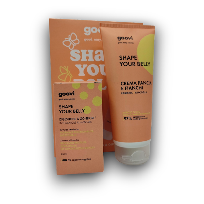 The Good Vibes Company Goovi Box Shape Your Belly 1 Integratore Digestione & Gonfiore 60 Capsule + 1 Crema Pancia E Fianchi 240 