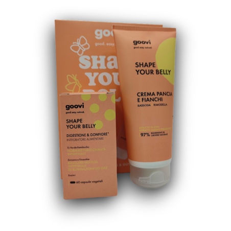 The Good Vibes Company Goovi Box Shape Your Belly 1 Integratore Digestione & Gonfiore 60 Capsule + 1 Crema Pancia E Fianchi 240 