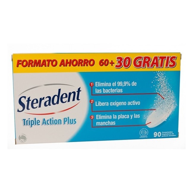 Reckitt Benckiser Steradent Triple Action Plus 90 Compresse Pulenti