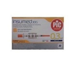 Pikdare Siringa Per Insulina Pic Insumed 0,3 Ml 100 Ui Spazio Zero Ago 30 Gauge 8 Mm 3 Sacchetti Da 10 Pezzi