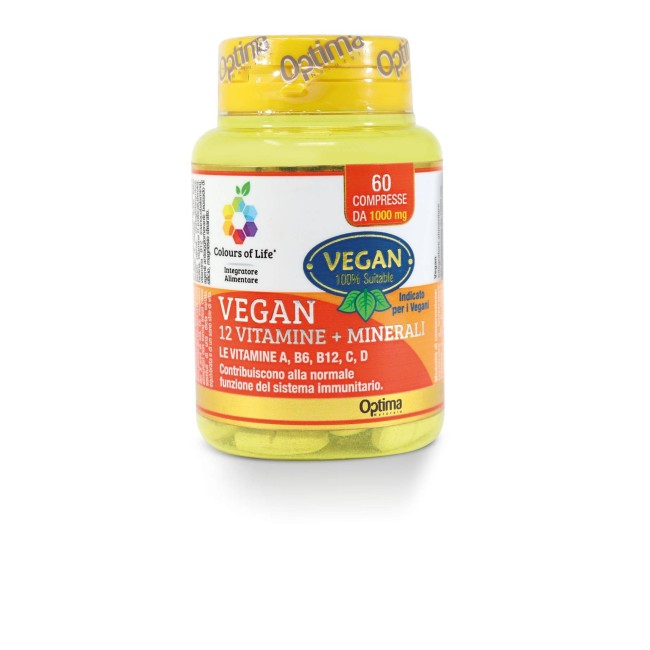 Optima Naturals Colours Of Life Vegan 12 Vitamine + 3 Minerali 60 Compresse