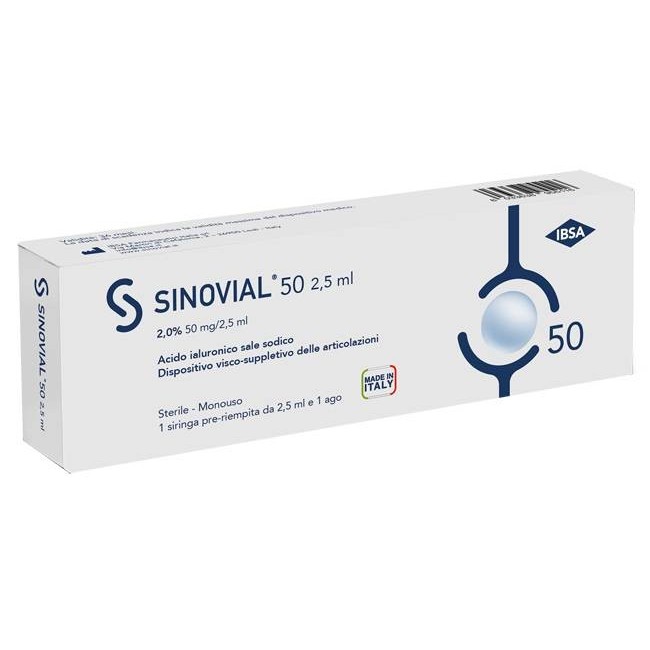 Ibsa Farmaceutici Siringa Intra-articolare Sinovial 50 Acido Ialuronico Sale Sodico 2% 50mg/2,5ml 2,5ml + Ago 21 Gauge