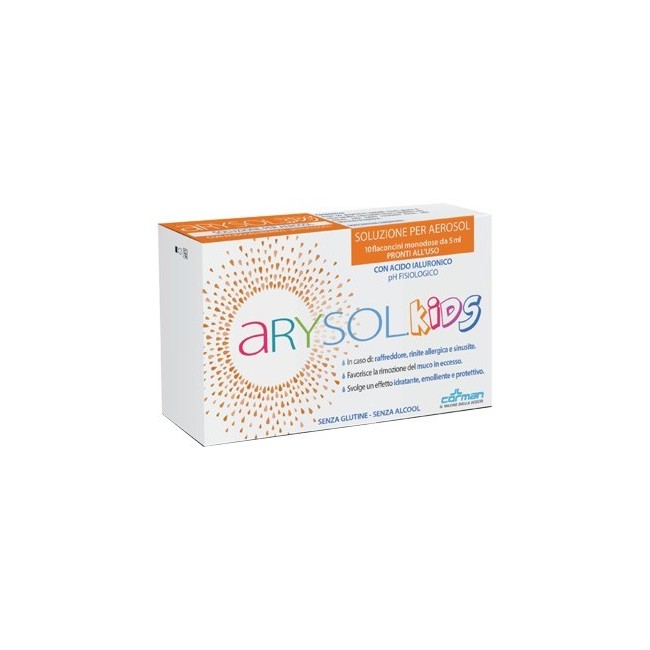 Corman Arysol Kids Soluzione Bambini Per Aerosol Con Acido Ialuronico Ph Fisiologico 10 Flaconcini Monodose Da 5 Ml