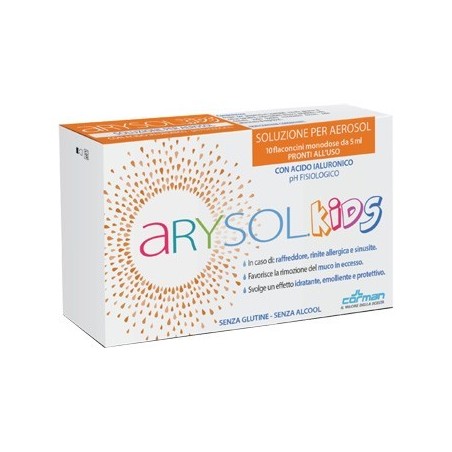 Corman Arysol Kids Soluzione Bambini Per Aerosol Con Acido Ialuronico Ph Fisiologico 10 Flaconcini Monodose Da 5 Ml