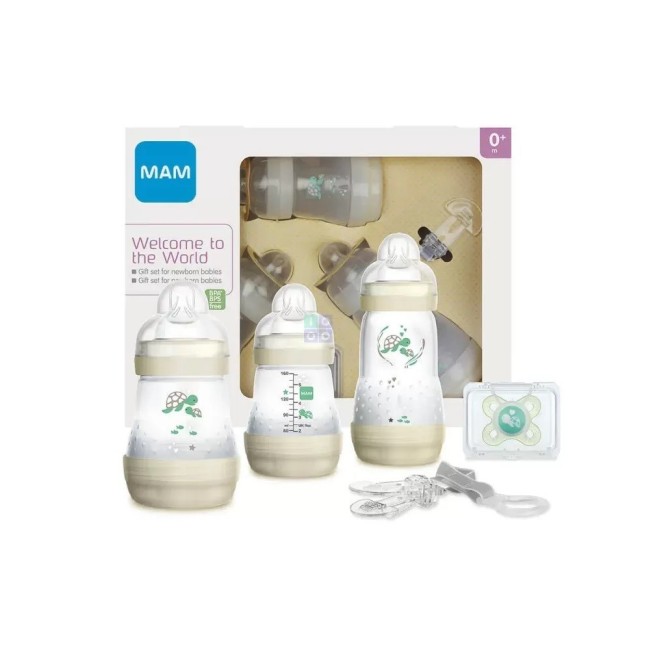 Mam Baby Mam Set Benvenuto Al Mondo Neutro 3 Biberon + 1 Clip + 1 Succhietto