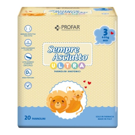 Federfarma. Co Pannolini Profar Sempre Asciutto Ultra Midi 4/9 Kg 20 Pezzi Federfarma. Co Pannolini Profar Sempre Asciutto Ultra Midi 4/9 Kg 20 Pezzi