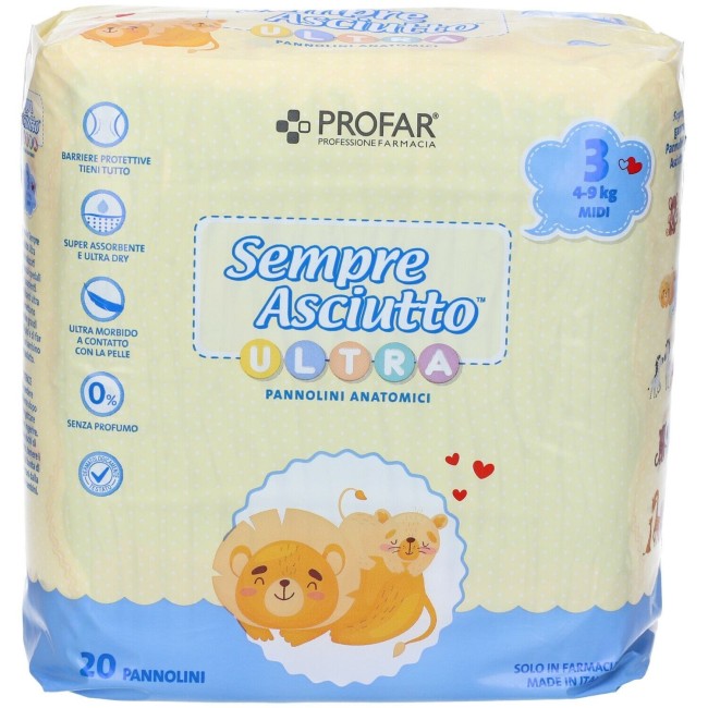 Federfarma. Co Pannolini Profar Sempre Asciutto Ultra Midi 4/9 Kg 20 Pezzi Federfarma. Co Pannolini Profar Sempre Asciutto Ultra Midi 4/9 Kg 20 Pezzi