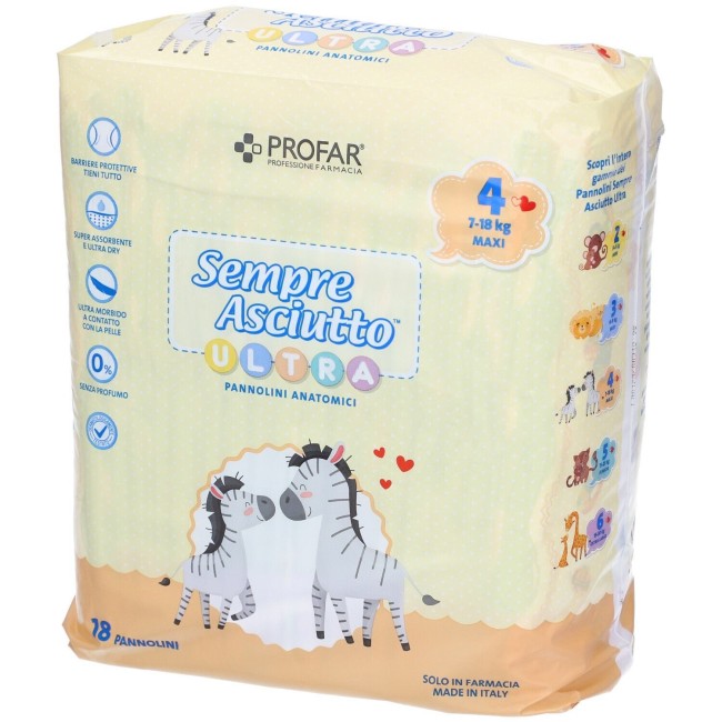 Federfarma. Co Pannolini Profar Sempre Asciutto Ultra Maxi 7/18 Kg 18 Pezzi Federfarma. Co Pannolini Profar Sempre Asciutto Ultra Maxi 7/18 Kg 18 Pezzi