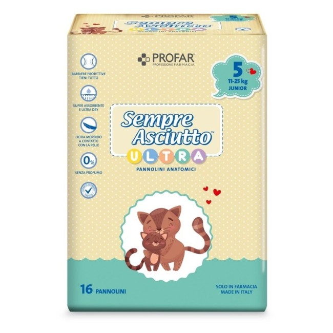 Federfarma. Co Pannolini Profar Sempre Asciutto Ultra Junior 11/25 Kg 16 Pezzi Federfarma. Co Pannolini Profar Sempre Asciutto Ultra Junior 11/25 Kg 16 Pezzi