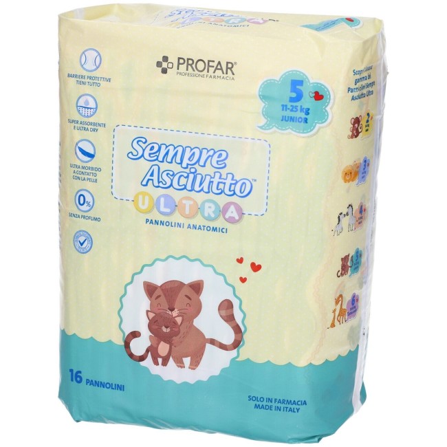 Federfarma. Co Pannolini Profar Sempre Asciutto Ultra Junior 11/25 Kg 16 Pezzi Federfarma. Co Pannolini Profar Sempre Asciutto Ultra Junior 11/25 Kg 16 Pezzi