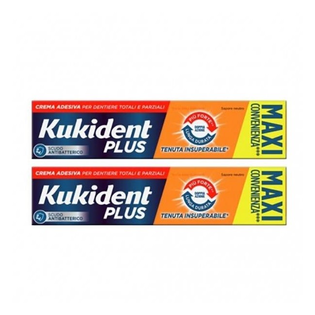 Procter & Gamble Kukident Plus Doppia Azione Tenuta Insuperabile Crema Adesiva Dentiere 2x65 G