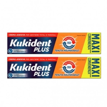 Procter & Gamble Kukident Plus Doppia Azione Tenuta Insuperabile Crema Adesiva Dentiere 2x65 G