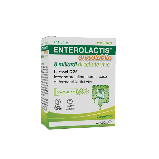 Alfasigma Enterolactis Orosolubile 12 Bustine 8 Miliardi Di Cellule Vive