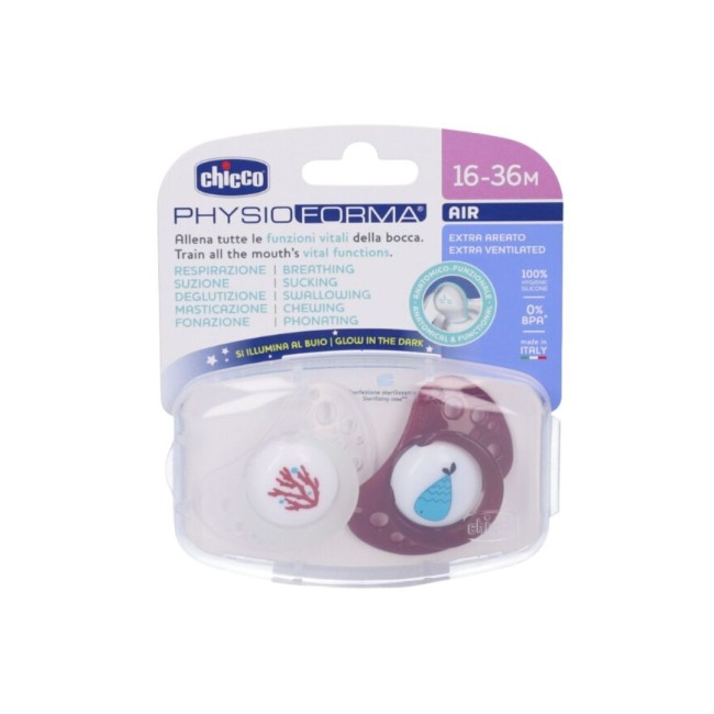 Chicco Succhietti Air Rosso Lumi Silicone 16-36 Mesi 2 Pezzi