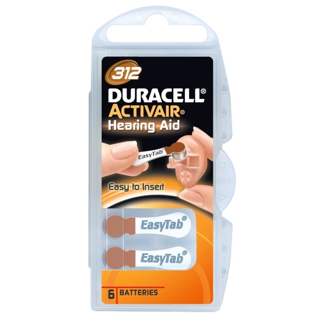 Duracell Easy Tab 312 Marrone Batteria Per Apparecchio Acustico 6 Pezzi