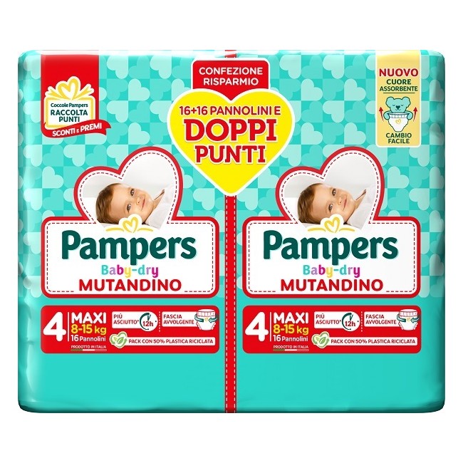 Fater Pampers Baby Dry Pannolino Mutandina Maxi Duo Downcount 32 Pezzi