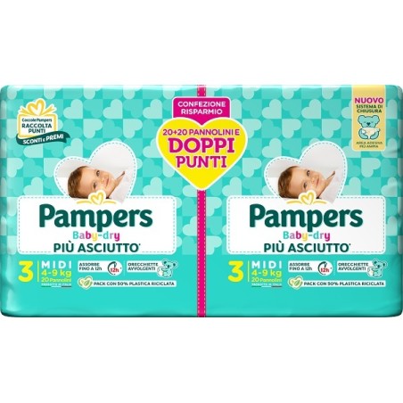 Fater Pampers Baby Dry Pannolino Duo Downcount Midi 40 Pezzi Fater Pampers Baby Dry Pannolino Duo Downcount Midi 40 Pezzi
