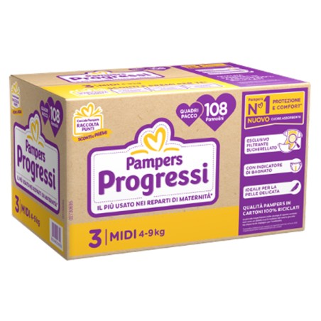 Fater Pampers Quadri Progressi Midi 108 Pezzi Fater Pampers Quadri Progressi Midi 108 Pezzi