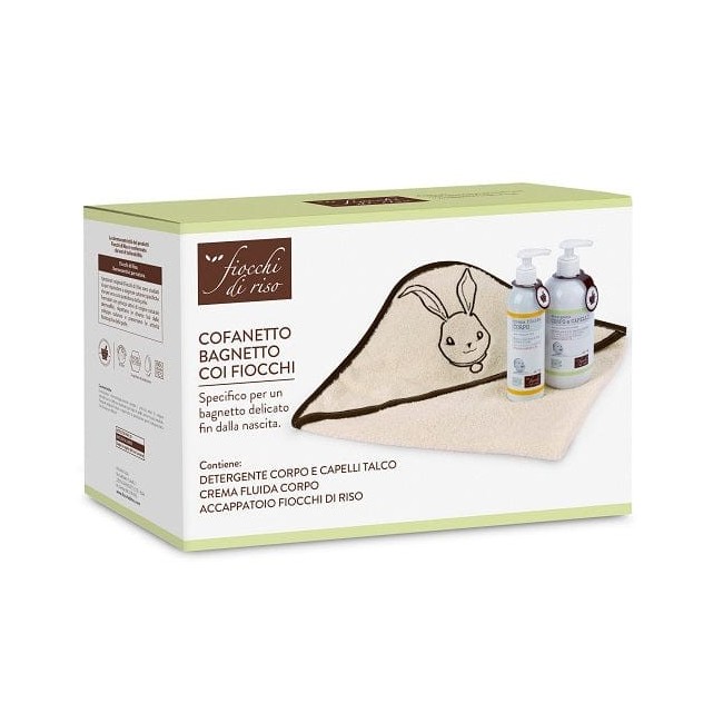 Artsana Fiocchi Di Riso Cofanetto Bagnetto Crema Fluida Corpo 240 Ml + Detergente Corpo E Capelli Talco 400 Ml