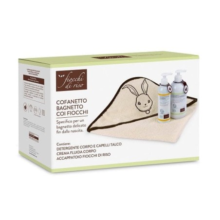 Artsana Fiocchi Di Riso Cofanetto Bagnetto Crema Fluida Corpo 240 Ml + Detergente Corpo E Capelli Talco 400 Ml