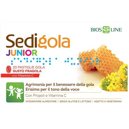 Bios Line Apix Propoli Sedigola Junior Fragola 20 Pastiglie