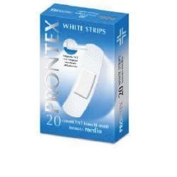Safety Cerotto Prontex White Strips In Tessuto Non Tessuto Bianco Sterile Scatola 20 Cerotti Medi