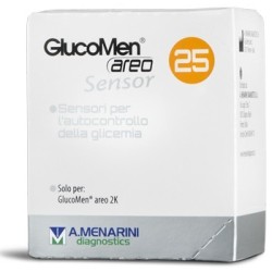 A. Menarini Diagnostics Strisce Misurazione Glicemia Glucomen Areo Sensor 25 Pezzi