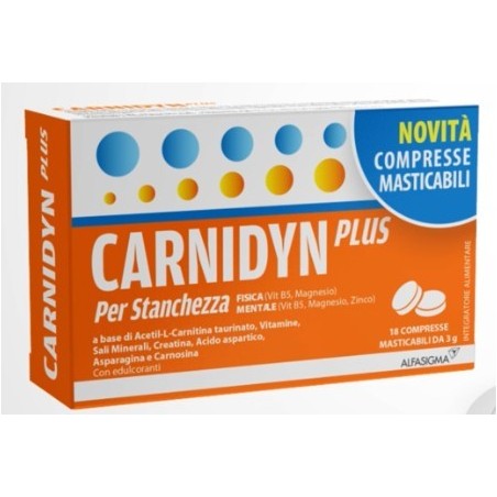 Alfasigma Carnidyn Plus 18 Compresse Masticabili Alfasigma Carnidyn Plus 18 Compresse Masticabili