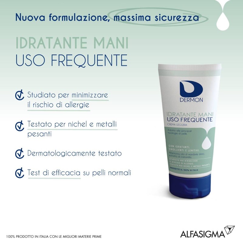 Alfasigma Dermon Idratante Mani Uso Quotidiano Crema Uso Frequente 100 Ml